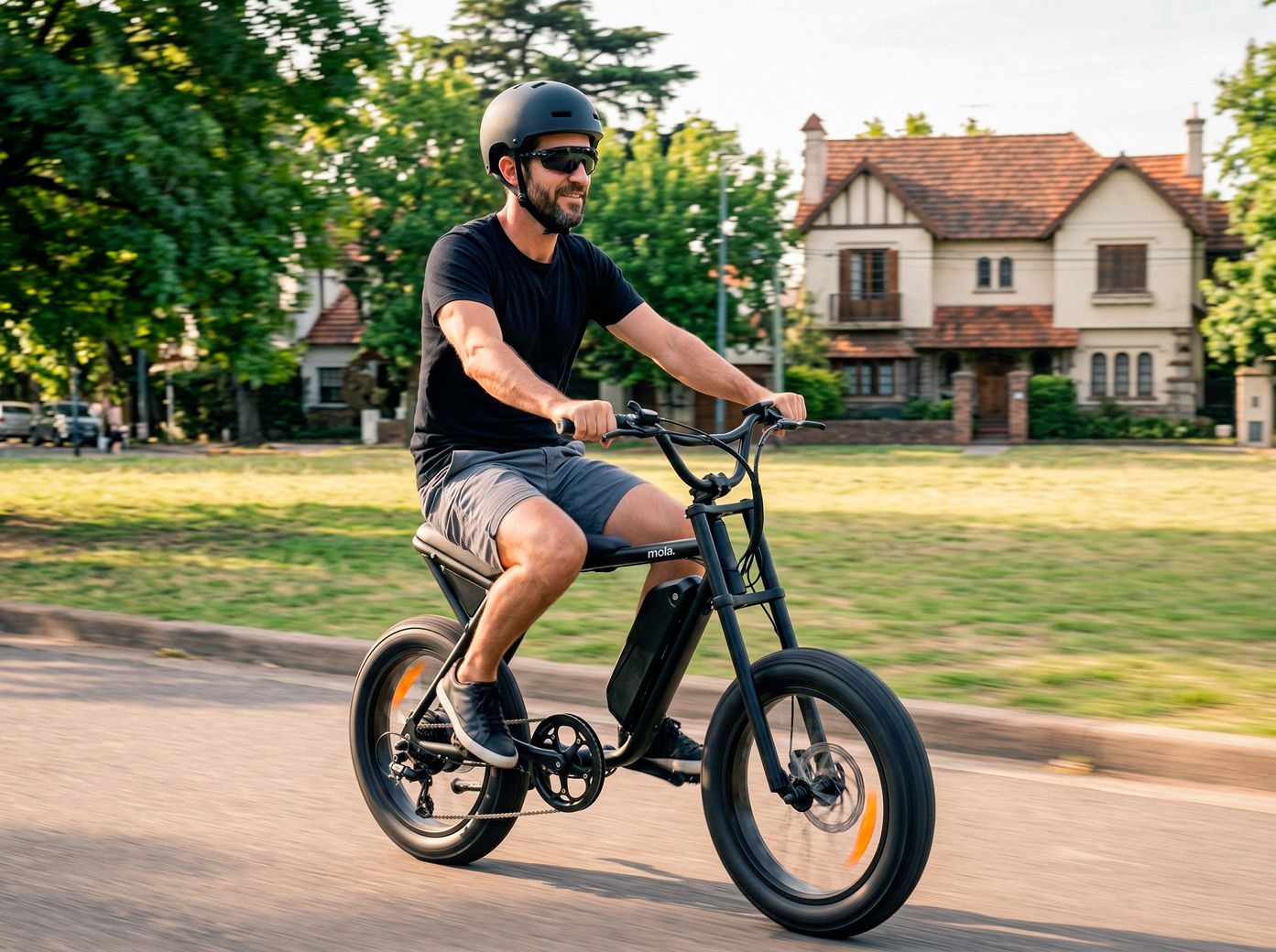 MOLA B3.1 Dirt Raw en un parque con casona